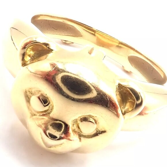 Authentic! Van Cleef & Arpels 18k Yellow Gold Teddy Bear Band Ring Pendant - Picture 3 of 11